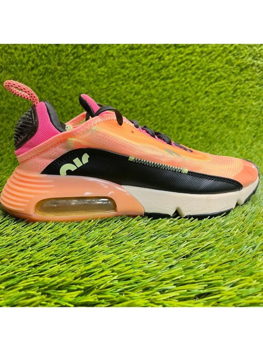 Nike Air Max 2090 Womens Size 6 Orange Black Athletic Running Shoes Sneakers